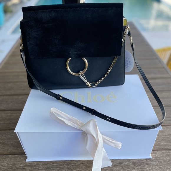 Chloe 😍 Medium Faye Black Leather Suede Bag